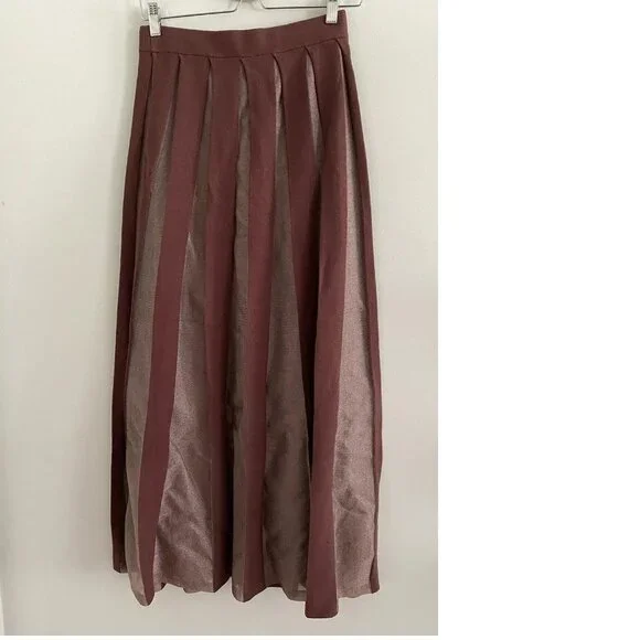 NWT NEW By Anthropologie Sheer Pleated Maxi Skirt size 3x brown color - Picture 3 of 5